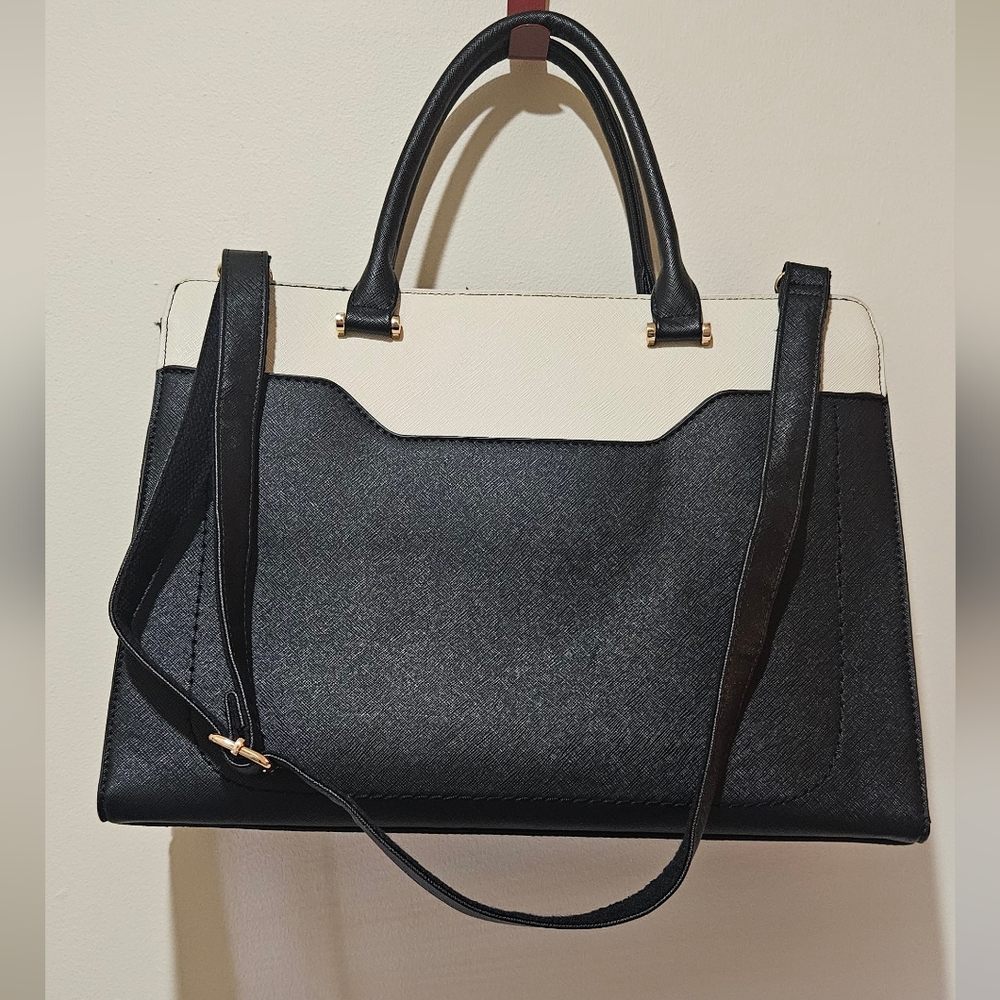 Black and Cream Tote Style Handbag And Laptop Bag